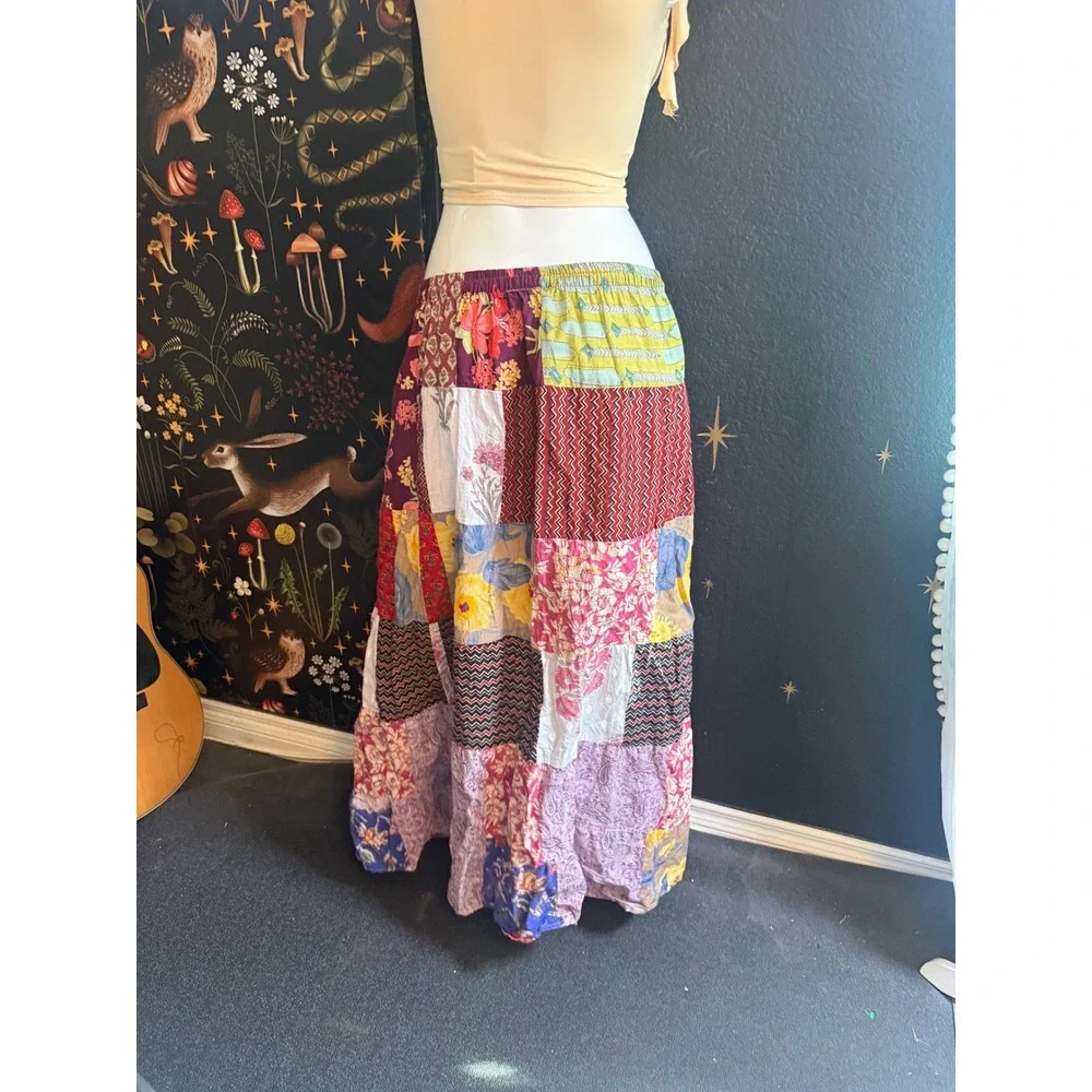 Ashley Taylor Patchwork Maxi Skirt Cotton Boho Floral One Size Multicolor India